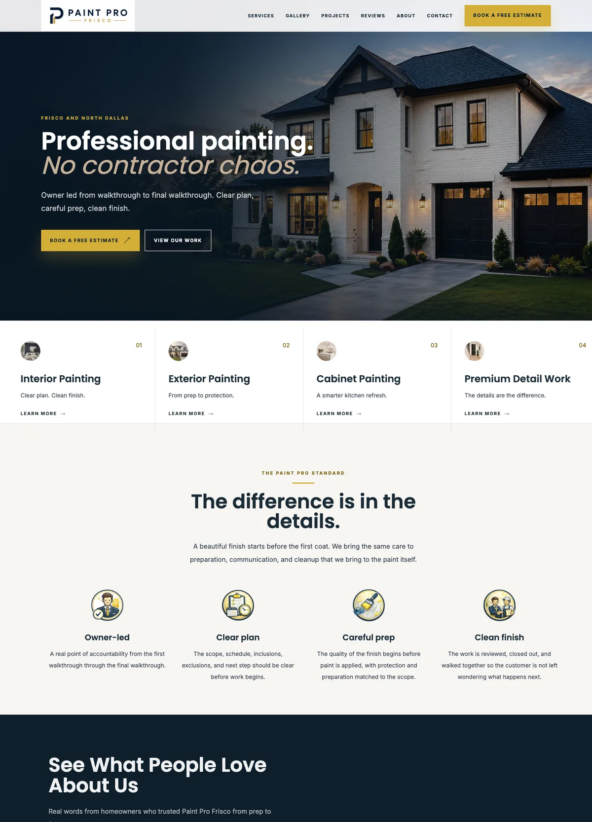 Paint Pro Frisco website delivery